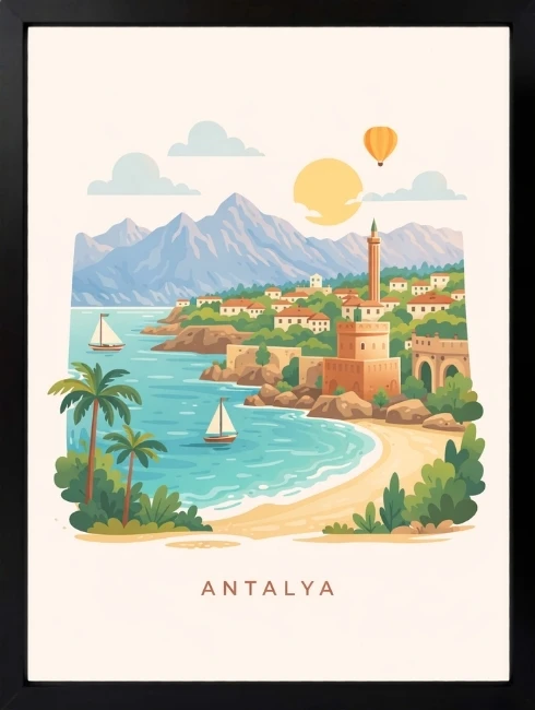 Antalya İllüstrasyon Duvar Tablosu 1. Fotoğraf