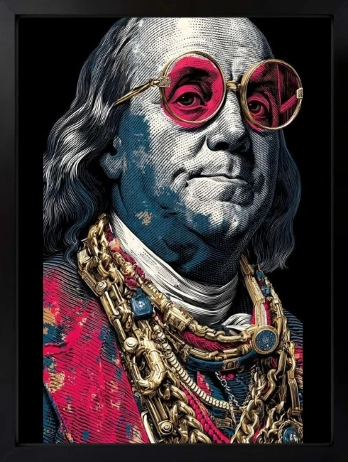Benjamin Franklin Hype Mixart Duvar Tablosu 1. Fotoğraf
