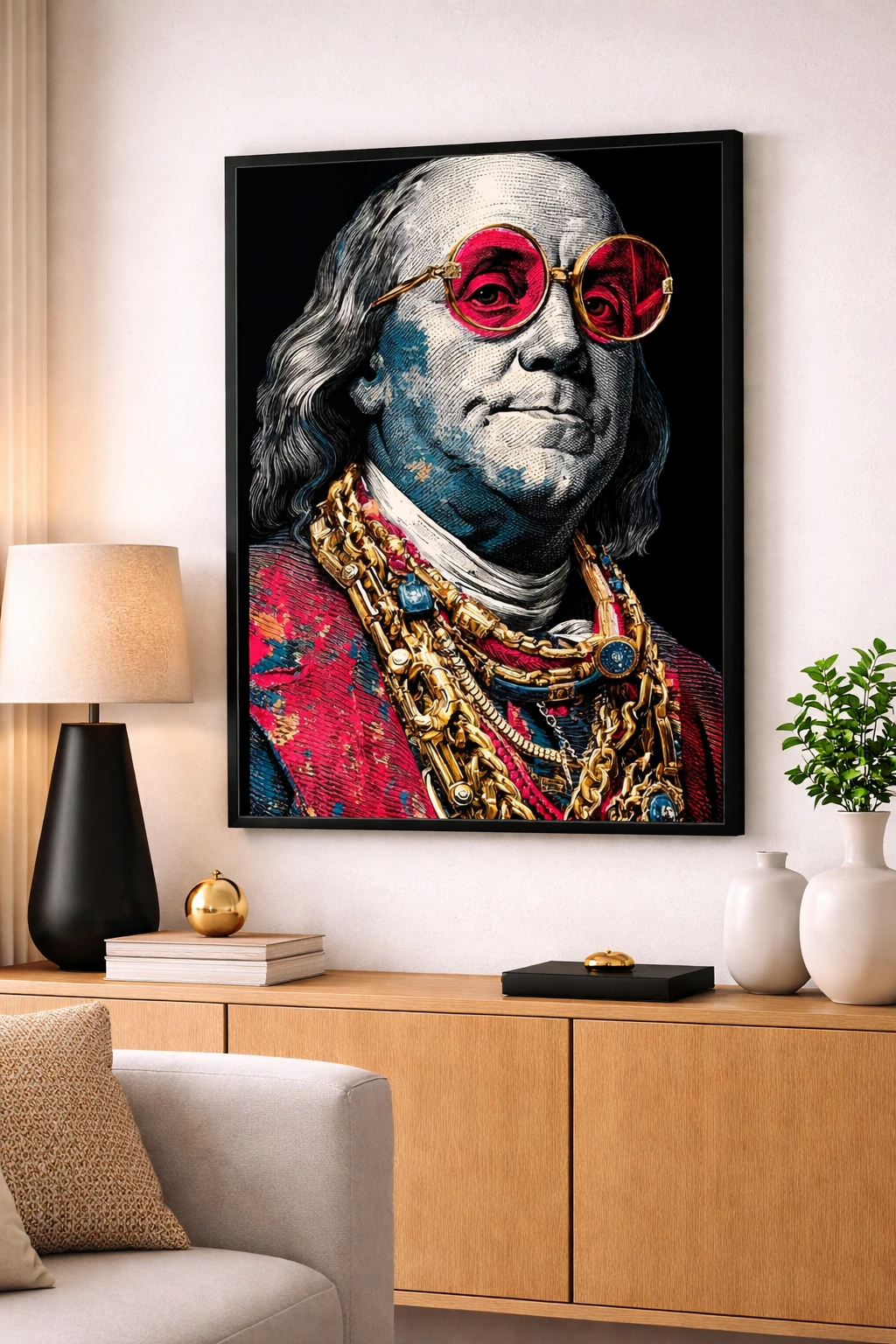 Benjamin Franklin Hype Mixart Duvar Tablosu 2. Fotoğraf