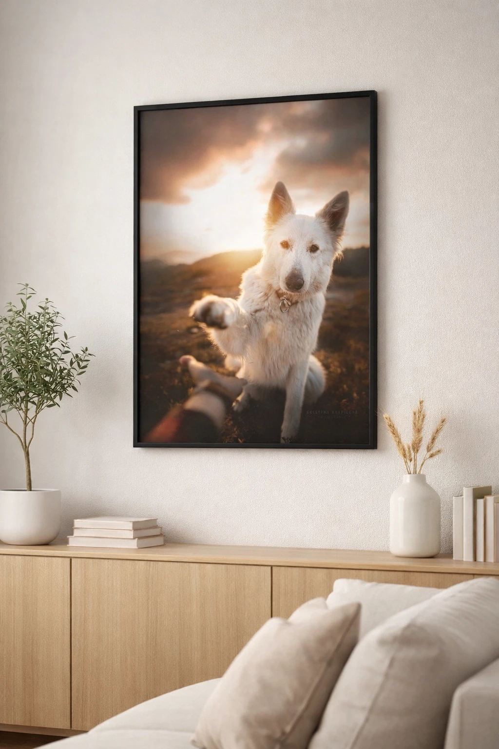 Beyaz Köpek Duvar Tablosu 2. Fotoğraf