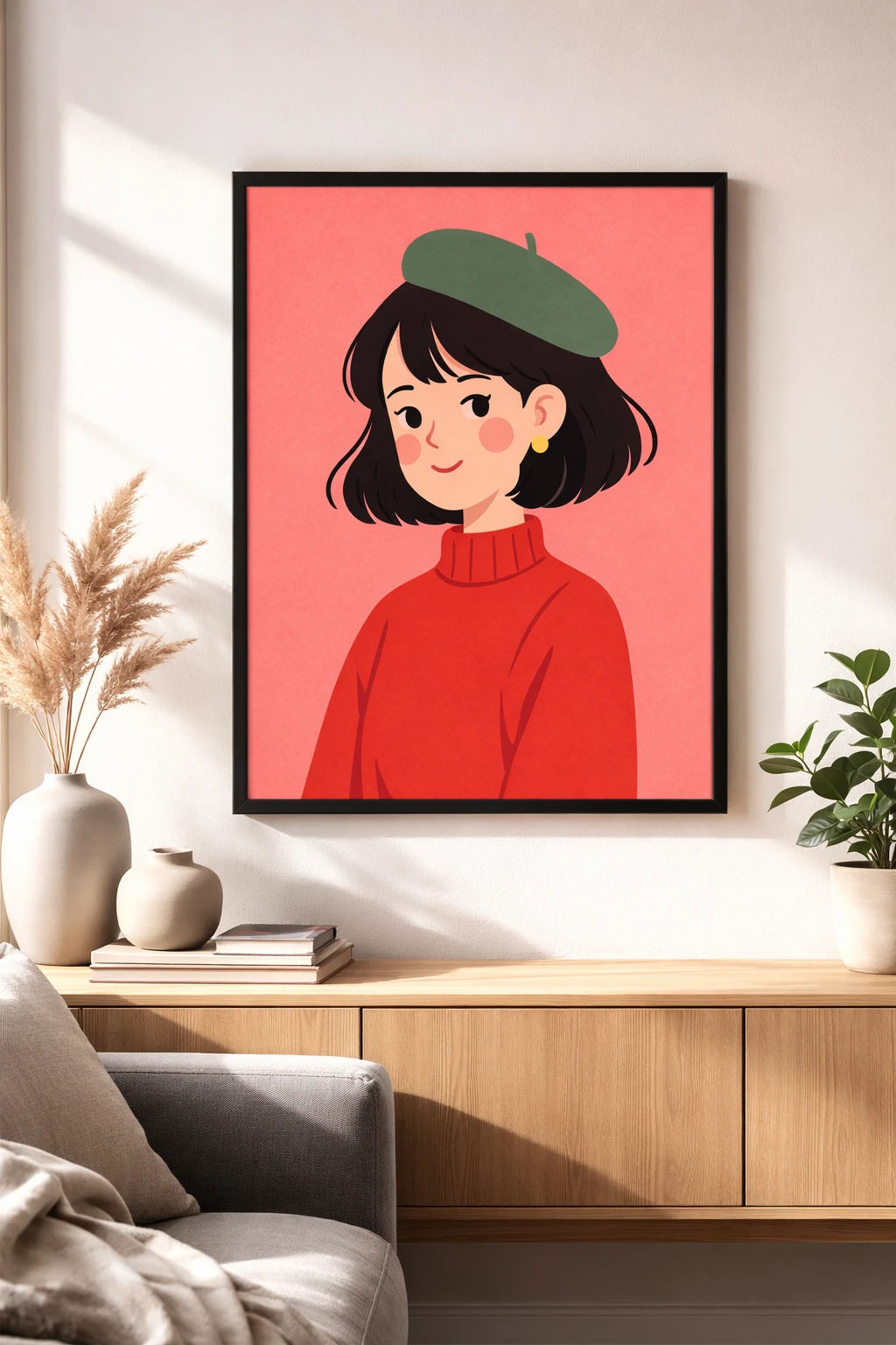 Cartoon Bereli Kız Duvar Tablosu 2. Fotoğraf