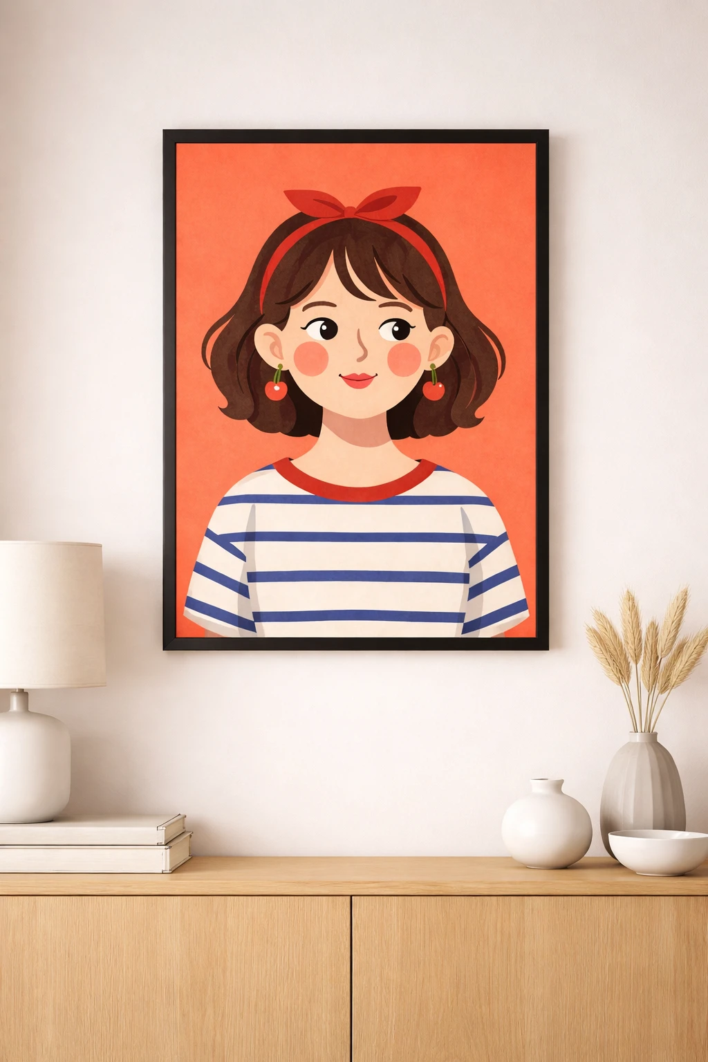 Cartoon Çizgili Kız Duvar Tablosu 2. Fotoğraf