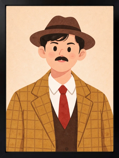 Cartoon Dedektif Adam Duvar Tablosu 1. Fotoğraf