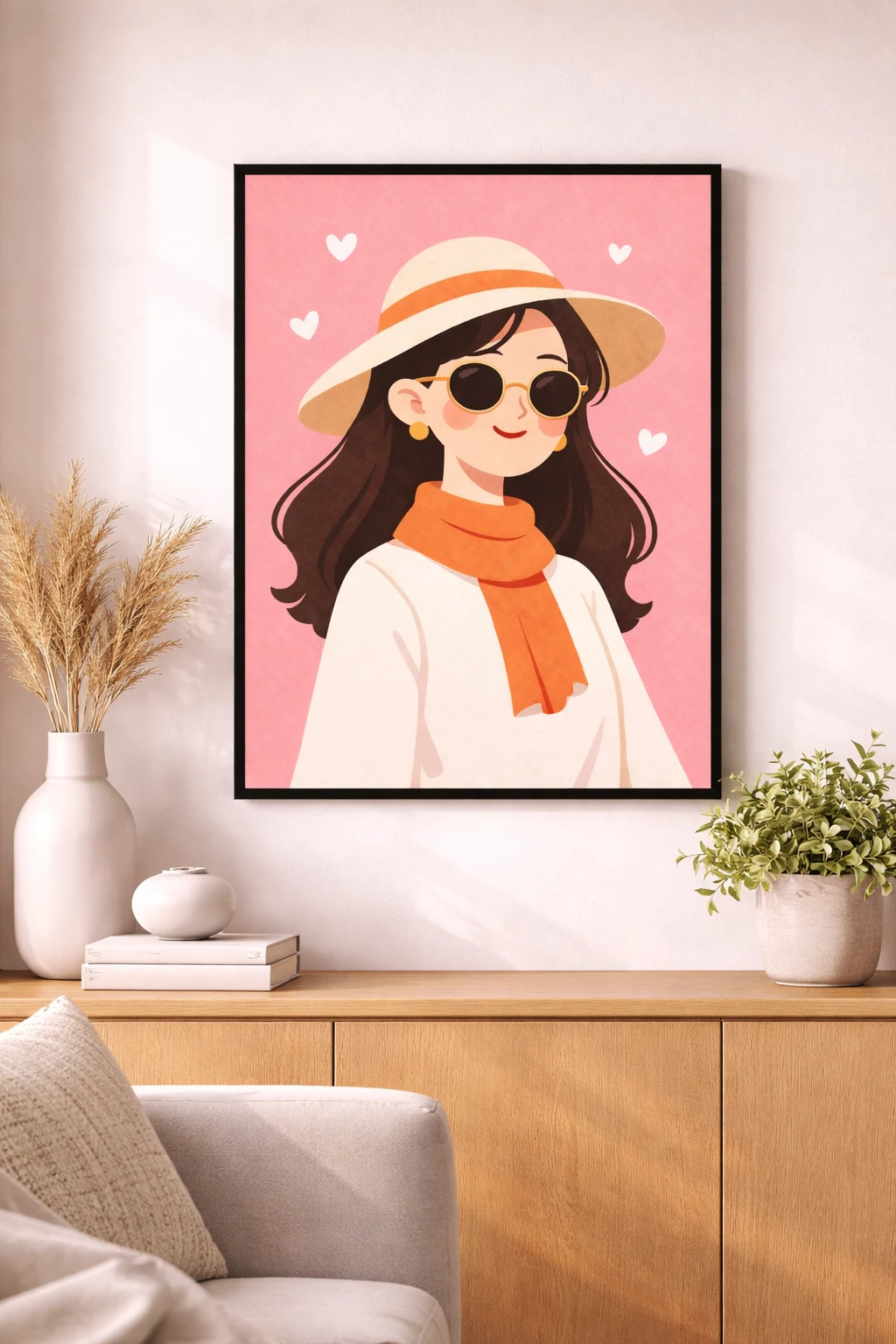 Cartoon Güneş Gözlüklü Kadın Duvar Tablosu