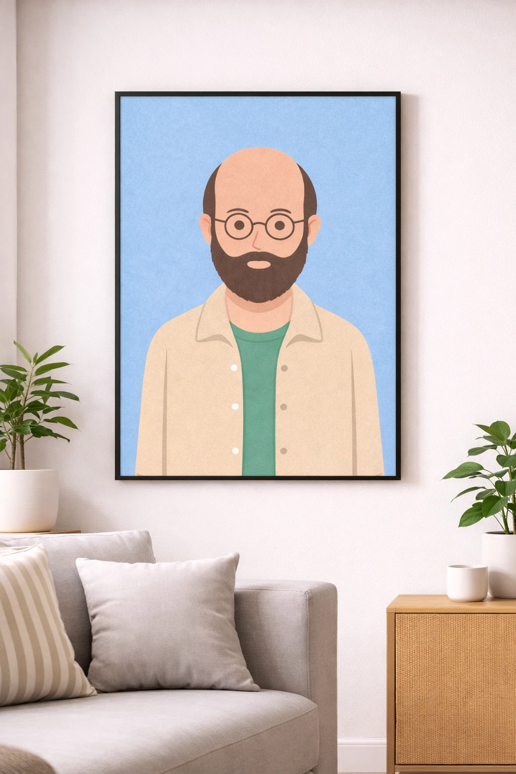 Cartoon Sakallı Adam Duvar Tablosu 2. Fotoğraf