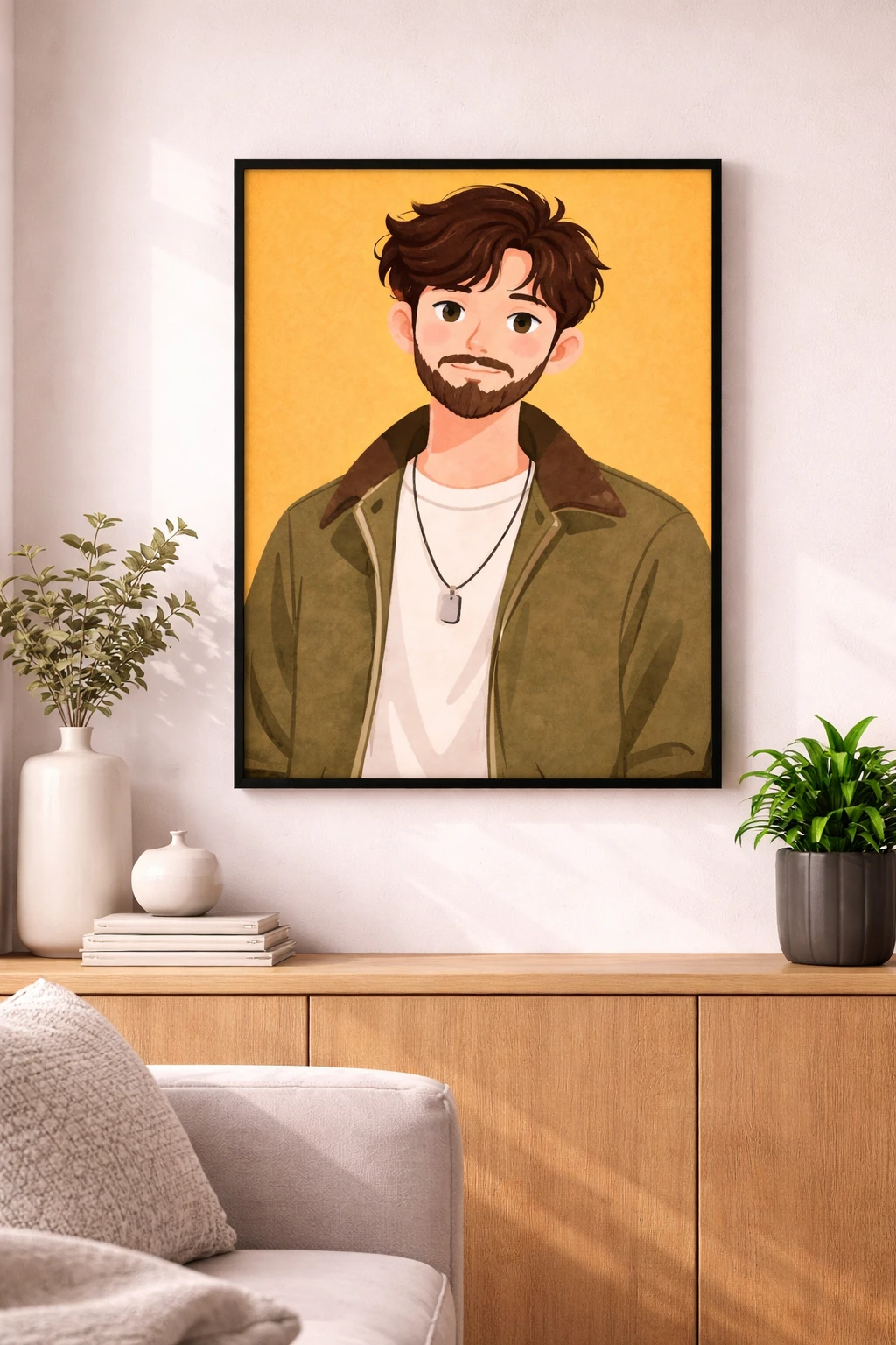 Cartoon Sakallı Genç Adam Duvar Tablosu 2. Fotoğraf