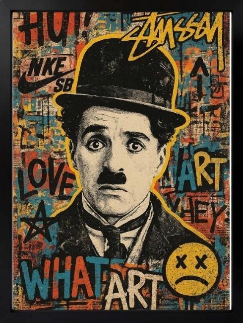 Charlie Chaplin Popart Duvar Tablosu 1. Fotoğraf
