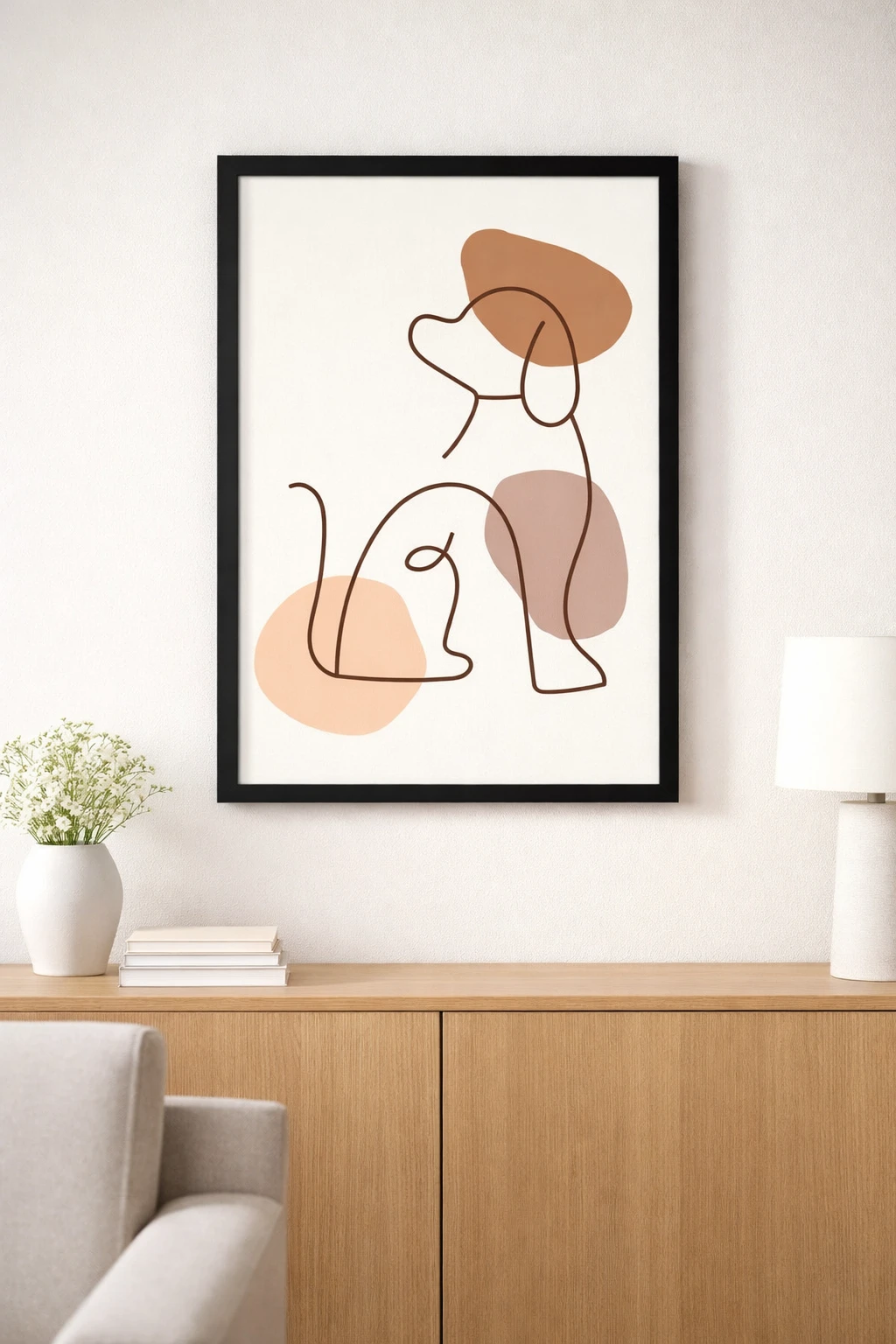 Çizgisel Köpek Duvar Tablosu