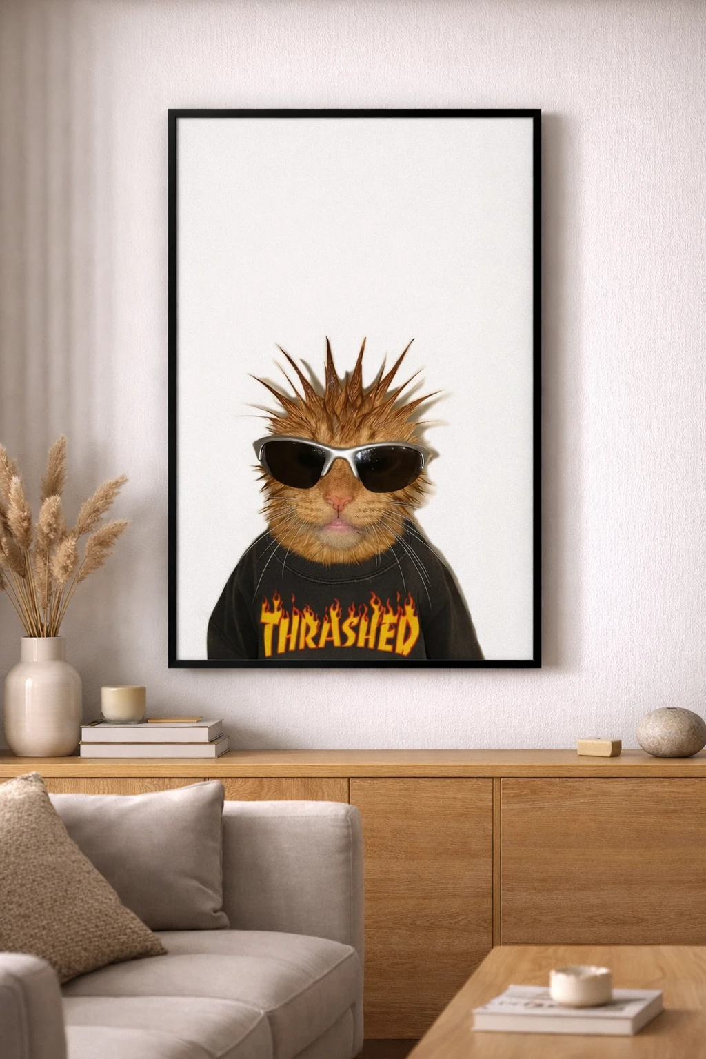 Cool Kedi Portre Duvar Tablosu