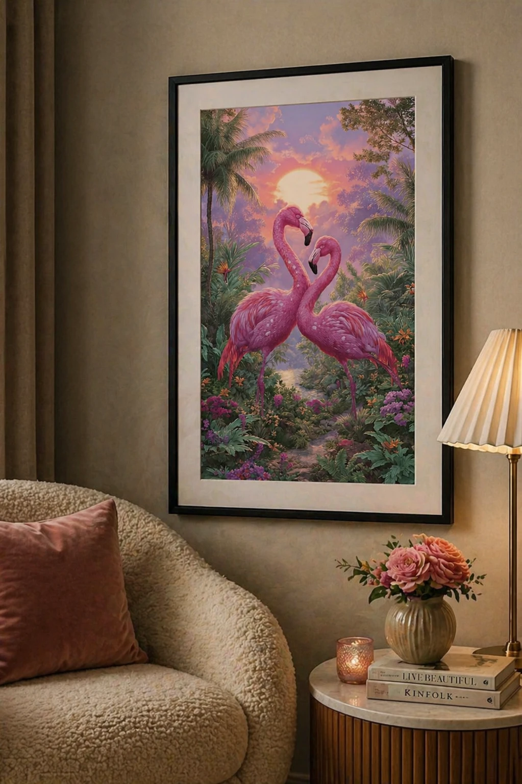 Flamingo Pastel Duvar Tablosu 2. Fotoğraf