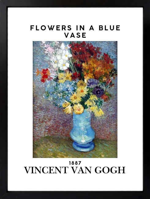 Flowers in a Blue Vase Duvar Tablosu 1. Fotoğraf