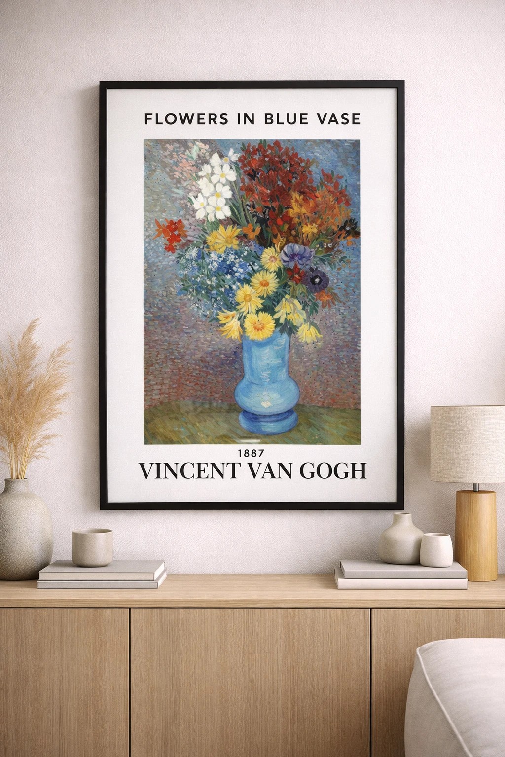 Flowers in a Blue Vase Duvar Tablosu 2. Fotoğraf