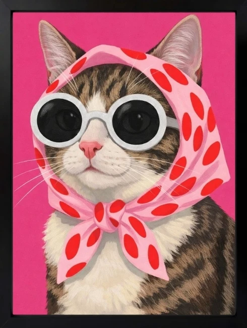 Gözlüklü Kedi Pop Art Duvar Tablosu 1. Fotoğraf