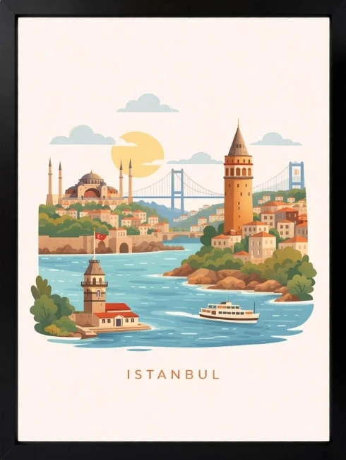 İstanbul İllüstrasyon Duvar Tablosu 1. Fotoğraf