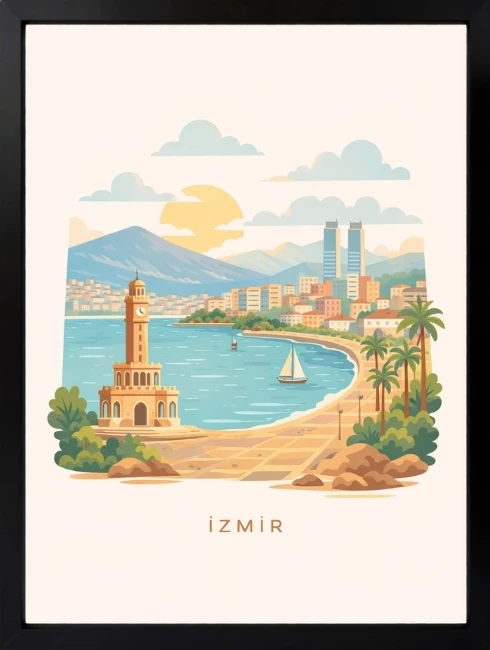 İzmir İllüstrasyon Duvar Tablosu 1. Fotoğraf