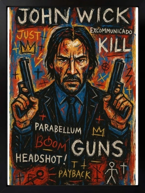 John Wick Mixart Duvar Tablosu 1. Fotoğraf