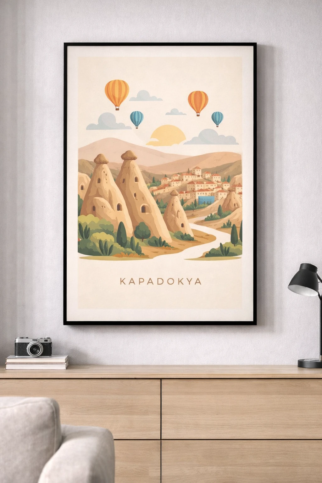 Kapadokya İllüstrasyon Duvar Tablosu 2. Fotoğraf