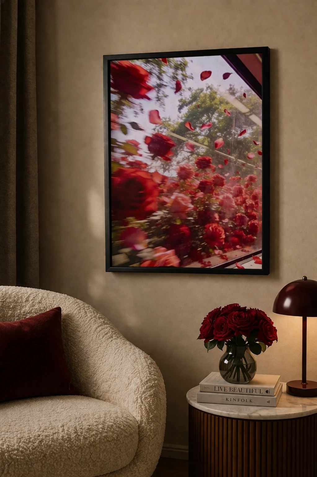 Kırmızı Çiçek Modern Duvar Tablosu 2. Fotoğraf