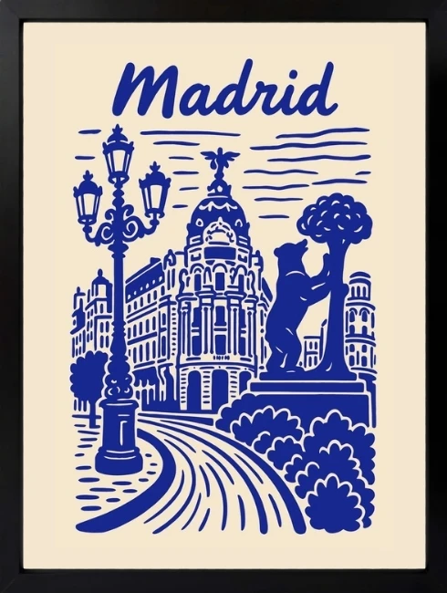 Madrid Çizim Duvar Tablosu 1. Fotoğraf