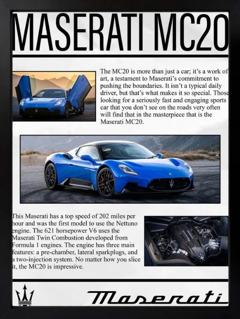 Maserati MC20 Duvar Tablosu 1. Fotoğraf