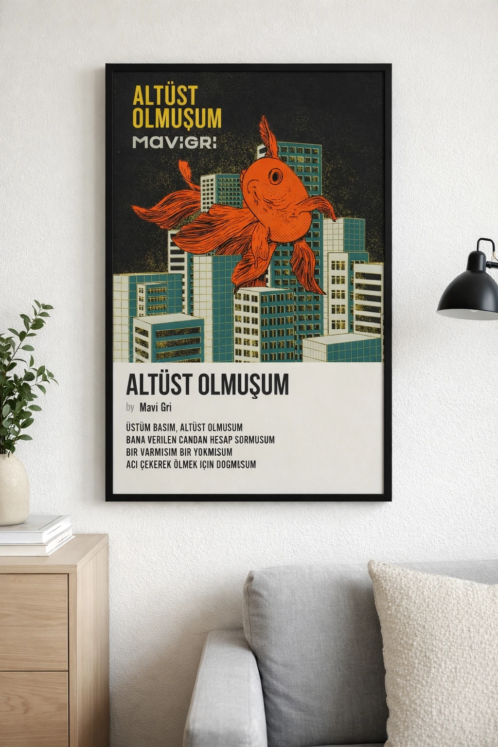 Mavi Gri - Alt Üst Olmuşum Duvar Tablosu 2. Fotoğraf