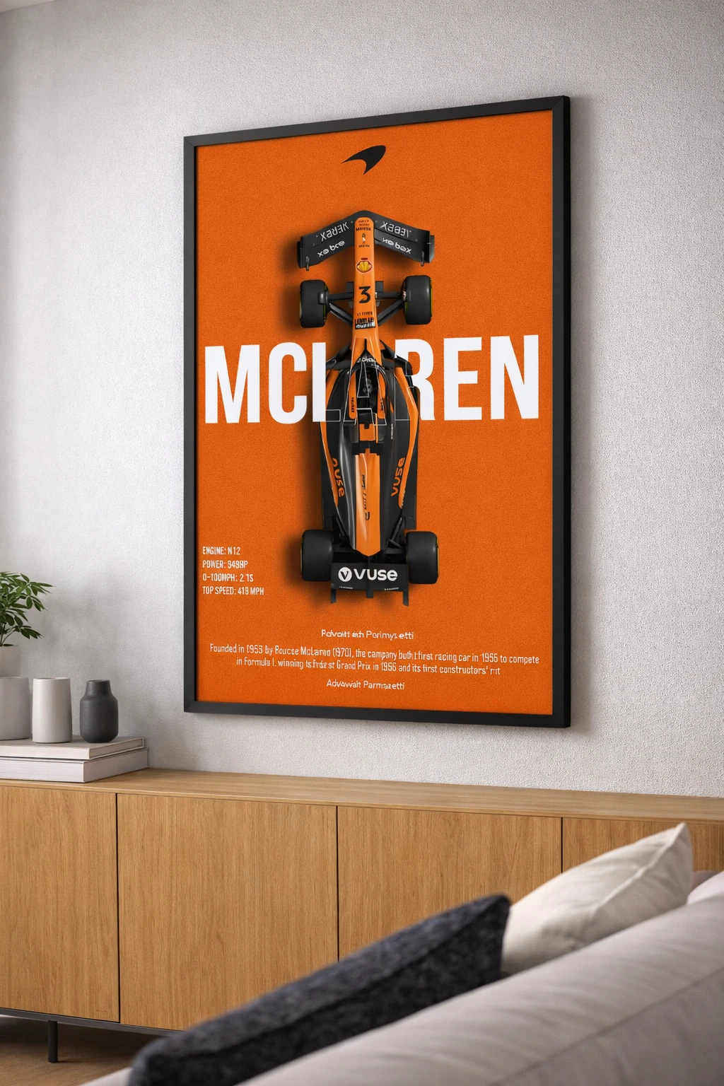 McLaren Formula 1 Turuncu Poster Duvar Tablosu 2. Fotoğraf