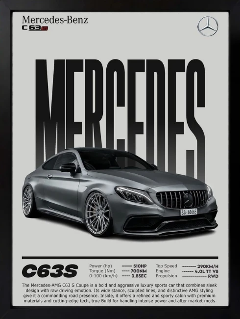 Mercedes C63S AMG Duvar Tablosu 1. Fotoğraf