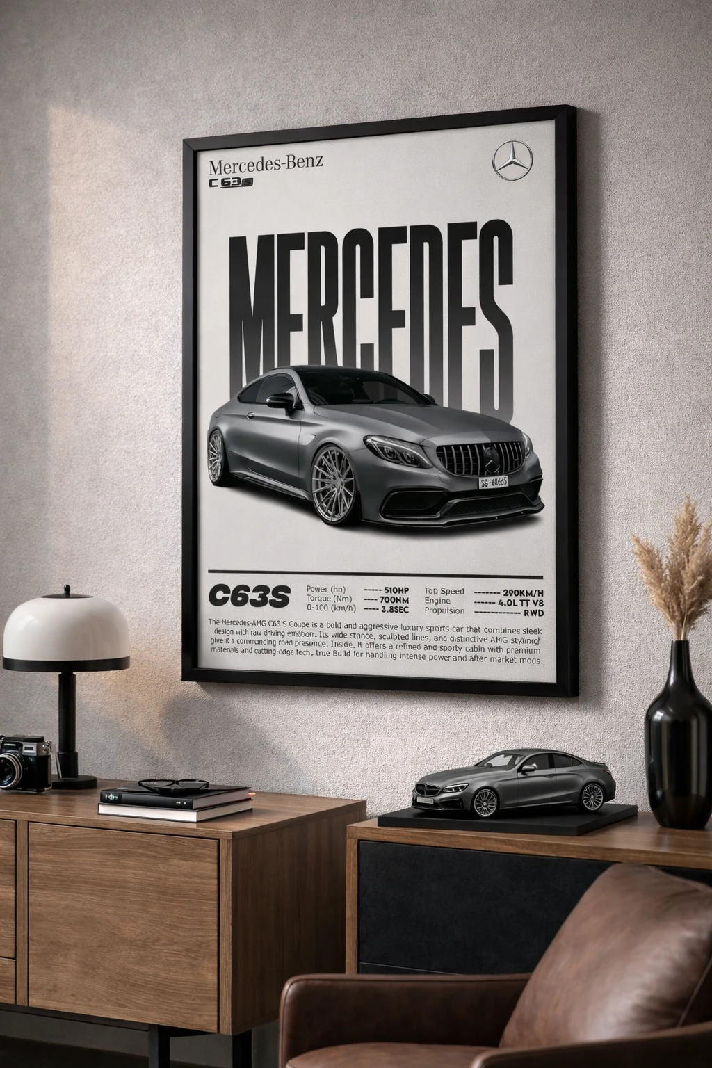 Mercedes C63S AMG Duvar Tablosu 2. Fotoğraf