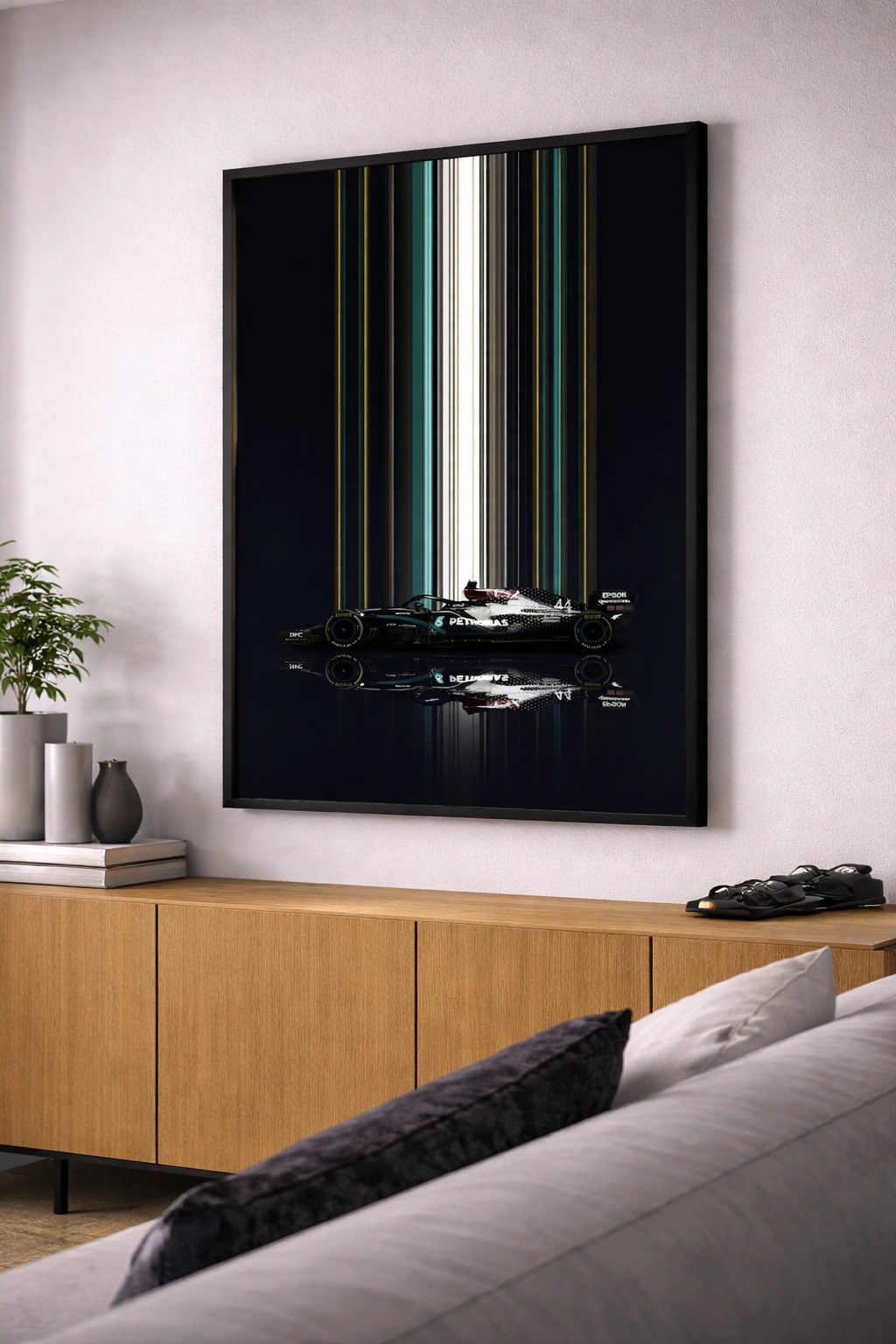 Mercedes F1 Neon Işık Konsept Duvar Tablosu 2. Fotoğraf