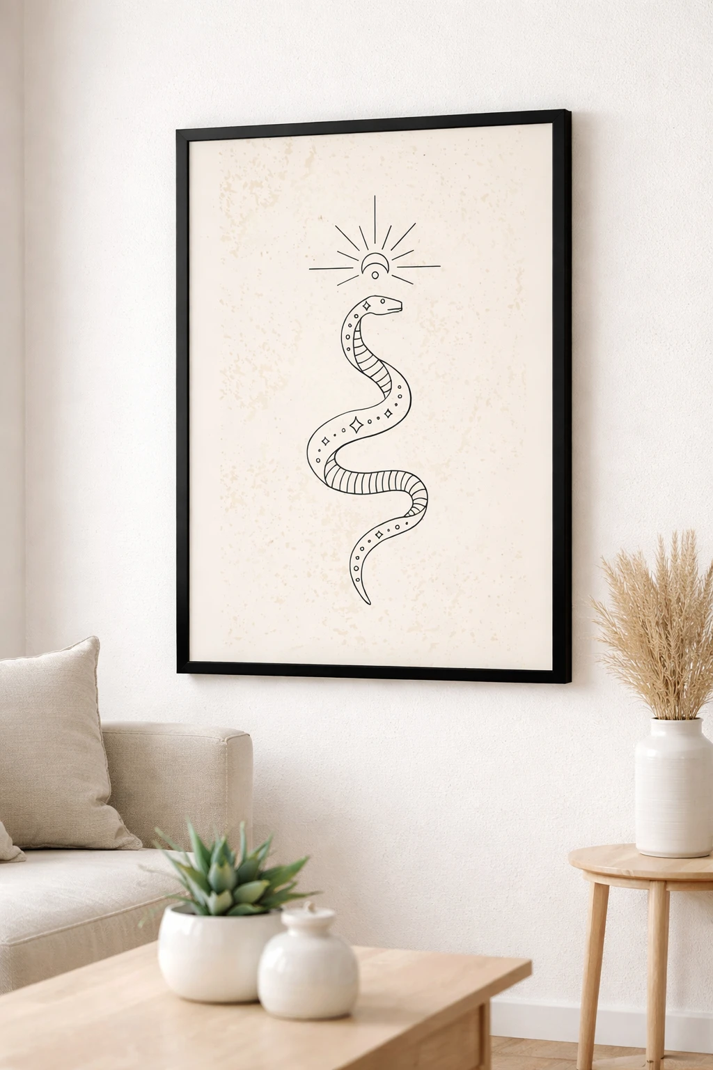 Minimal Spiritüel Yılan Duvar Tablosu