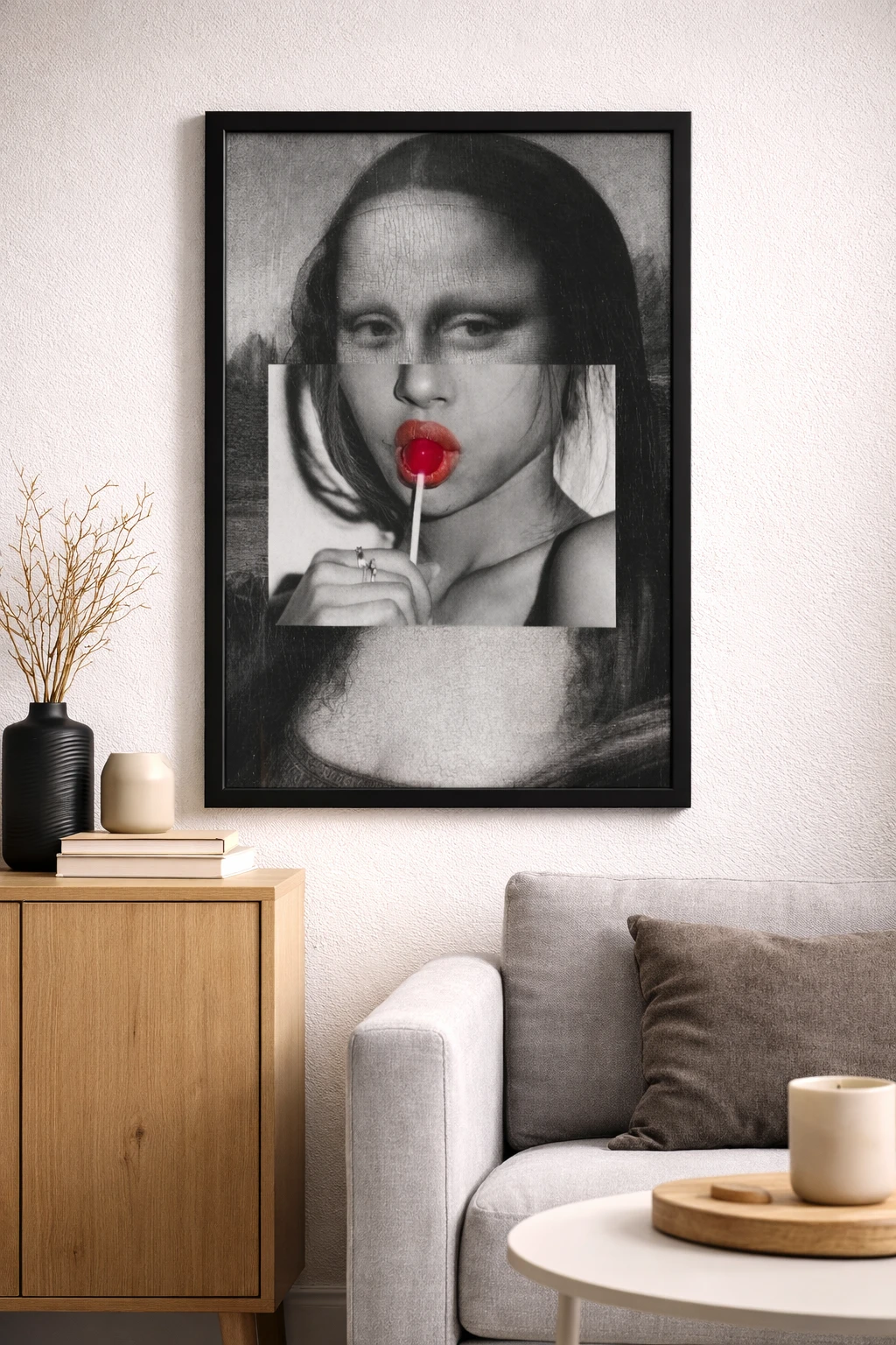 Mona Lisa Lolipop Mixart Duvar Tablosu 2. Fotoğraf