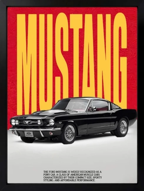 Mustang Araba Poster Duvar Tablosu 1. Fotoğraf