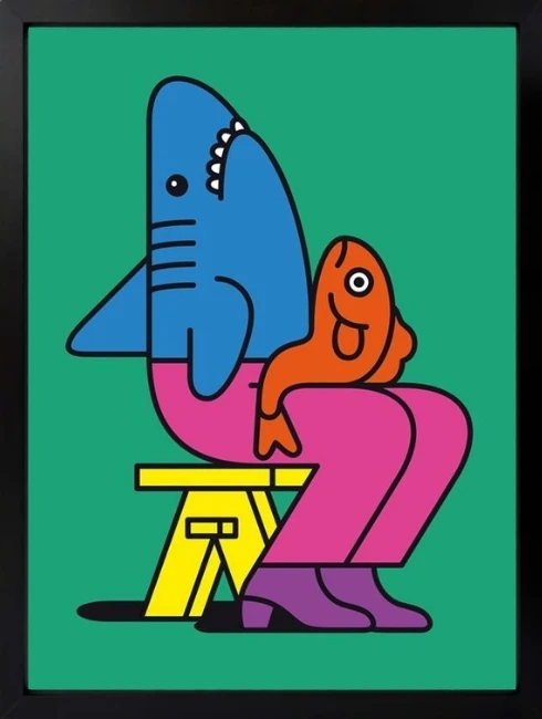 Oturan Karakter İllüstrasyon Duvar Tablosu 1. Fotoğraf