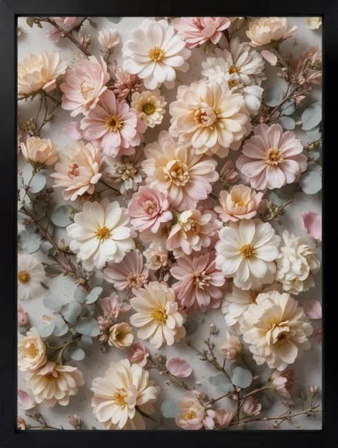 Pastel Ton Çiçek Deseni Duvar Tablosu 1. Fotoğraf