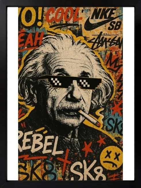 Rebel Einstein Mixart Duvar Tablosu 1. Fotoğraf