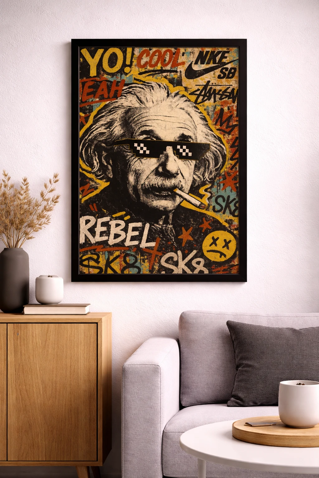 Rebel Einstein Mixart Duvar Tablosu 2. Fotoğraf