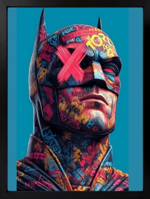 Renkli Batman Mixart Duvar Tablosu 1. Fotoğraf