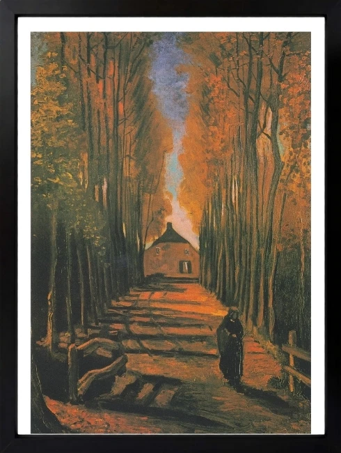 Road with Cypress and Star Duvar Tablosu 1. Fotoğraf