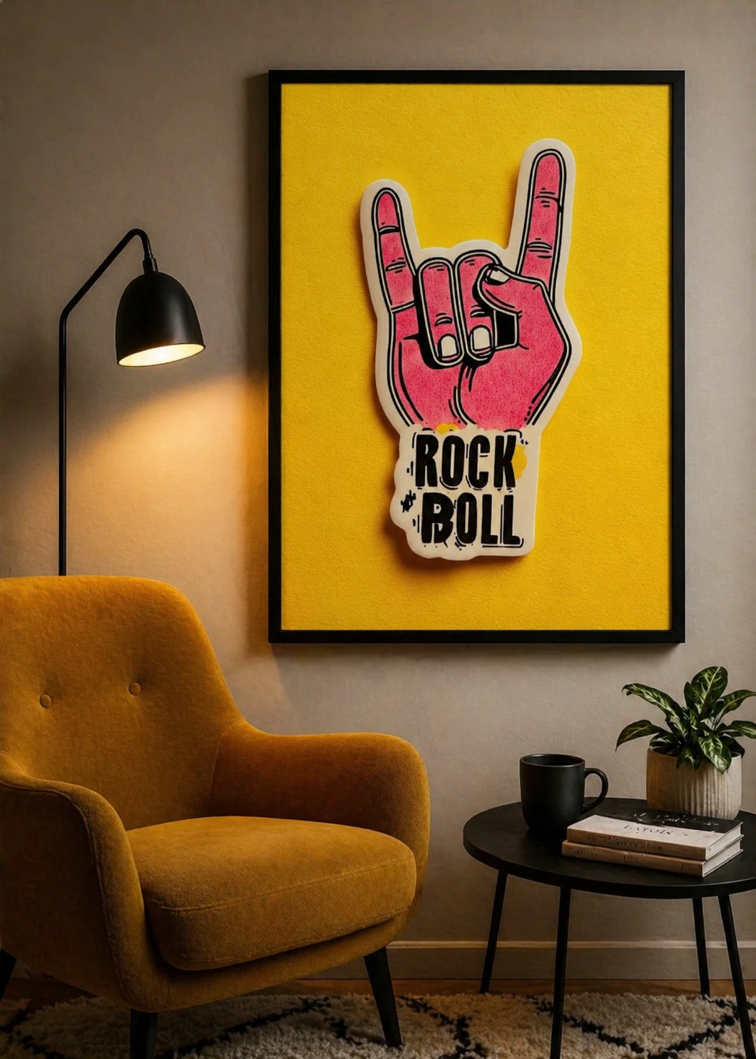 Rock El İşareti Duvar Tablosu 2. Fotoğraf