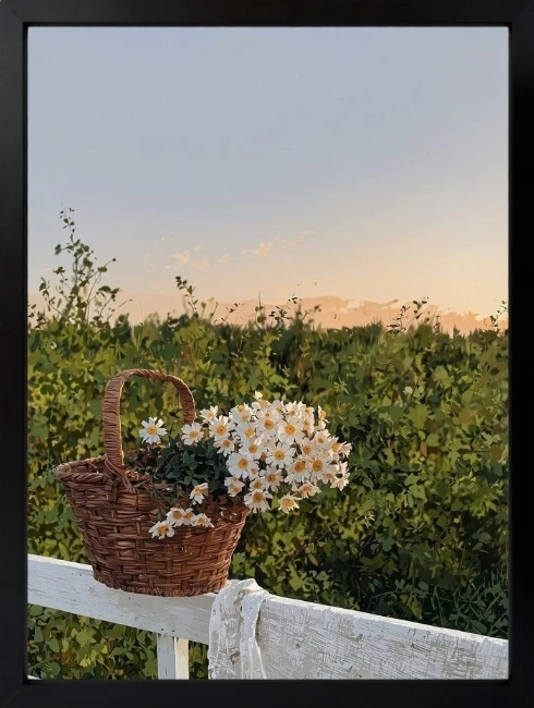 Sepette Çiçek Pastel Duvar Tablosu 1. Fotoğraf