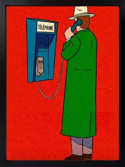 Telefon Kulübesi İllüstrasyon Duvar Tablosu 1. Fotoğraf
