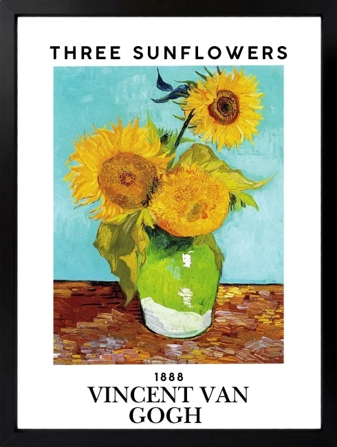 Three Sunflowers in a Vase 1. Fotoğraf