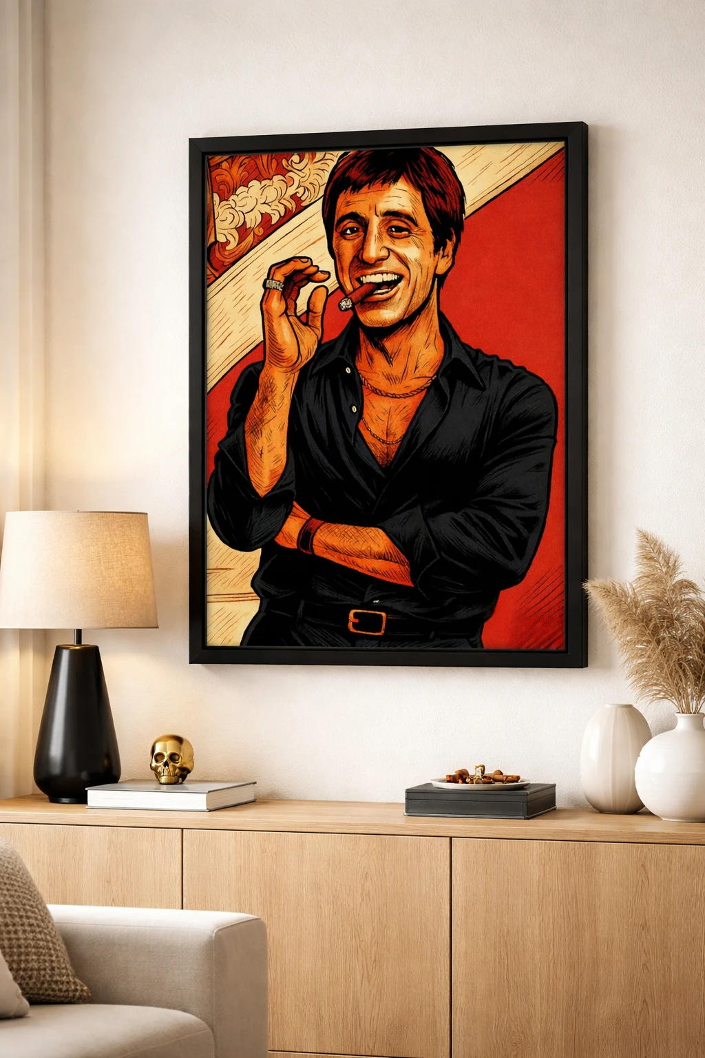 Tony Montana Mixart Duvar Tablosu 2. Fotoğraf