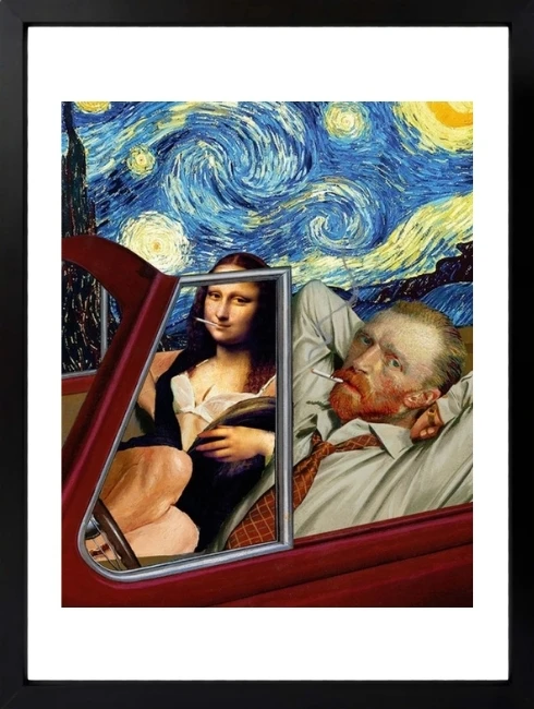 Van Gogh Mona Lisa Kolaj Mixart Duvar Tablosu 1. Fotoğraf