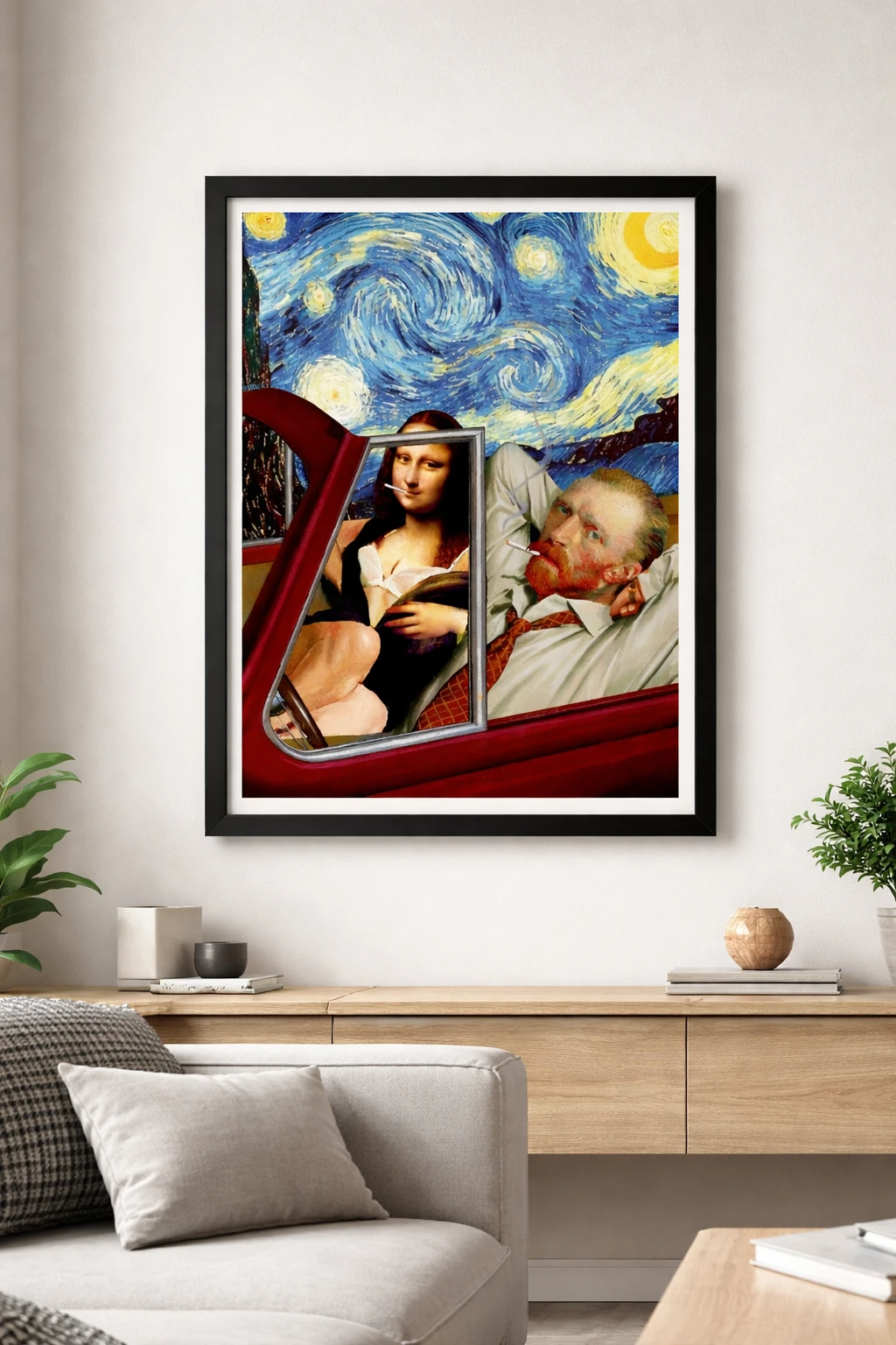 Van Gogh Mona Lisa Kolaj Mixart Duvar Tablosu 2. Fotoğraf