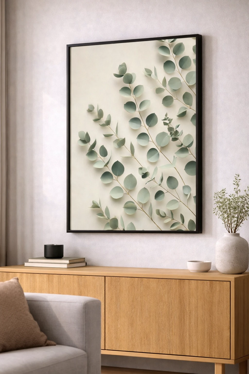 Yeşil Yaprak Desenli Duvar Tablosu 2. Fotoğraf